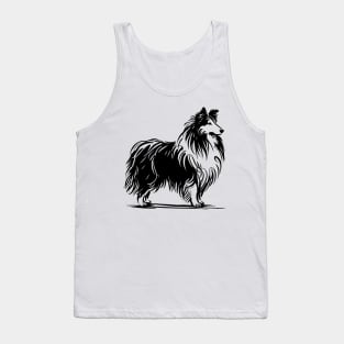 Stick figure sheltie dog in black ink Tank Top